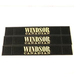 Windsor‎ Canadian Whiskey Rubber Bar Spill Mat Runner Lot of 3 Man Cave Decor